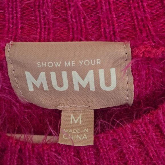 Show Me Your Mumu Vienna Sweater Pink Cozy Soft Balloon Sleeve Size M - Picture 10 of 11